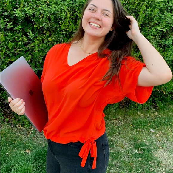 Slight weight orange blouse size M - Picture 1 of 5
